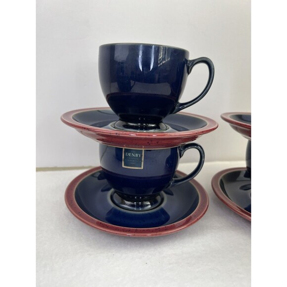 Denby Langley HARLEQUIN England Tea Set - Green/Blue/Red 10 Pcs Served 4 - Picture 10 of 12